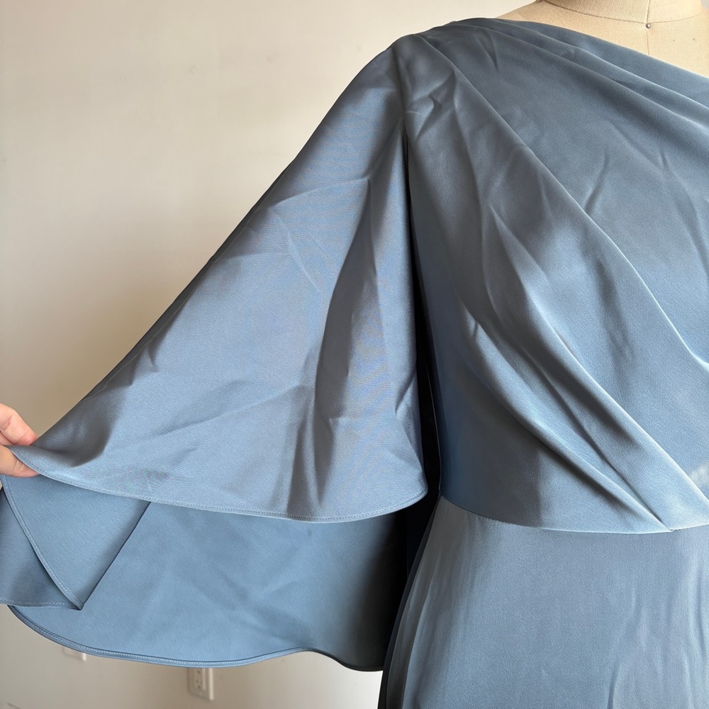 Theia One-Shoulder Slate Blue Evening Gown - Picture 4 of 11